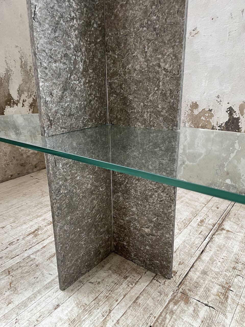 Roche Bobois stone and glass sculpture shelf 1970s