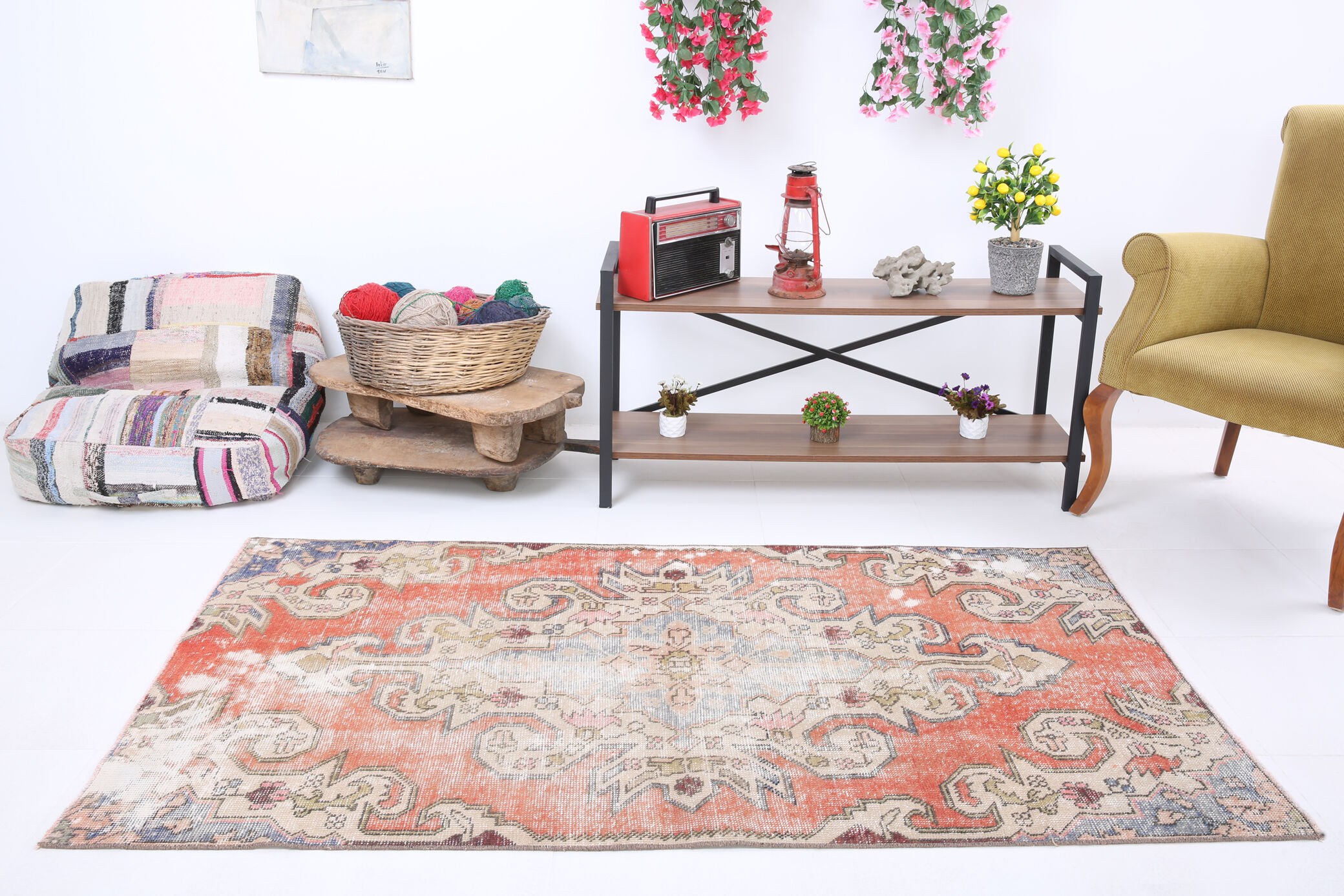 3x6 beige and red carpet rug