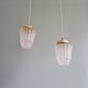 Pair of Art Deco Skyscraper-style pendant lights in frosted glass, 1920-30