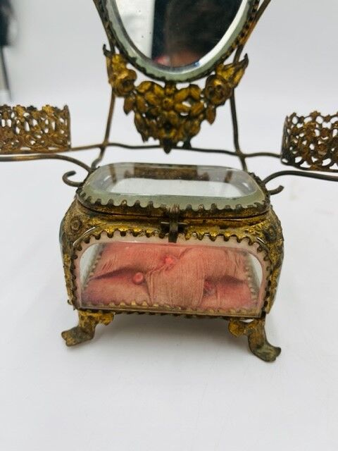 Antique brass jewelry box.