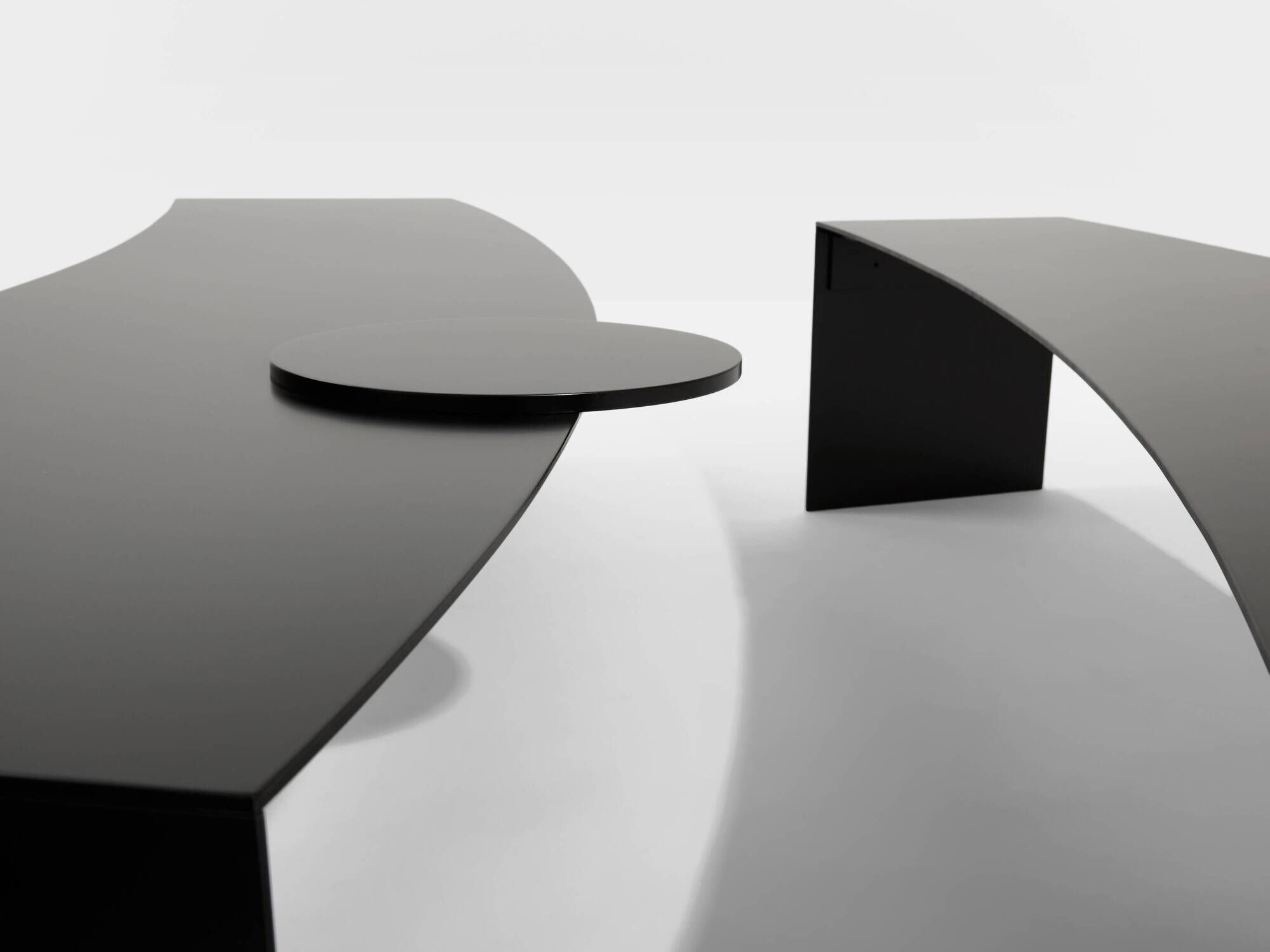 Gilles Derain pair of metal coffee tables edition Lumen 1986