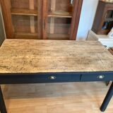 Farm table black charcoal & wood raw