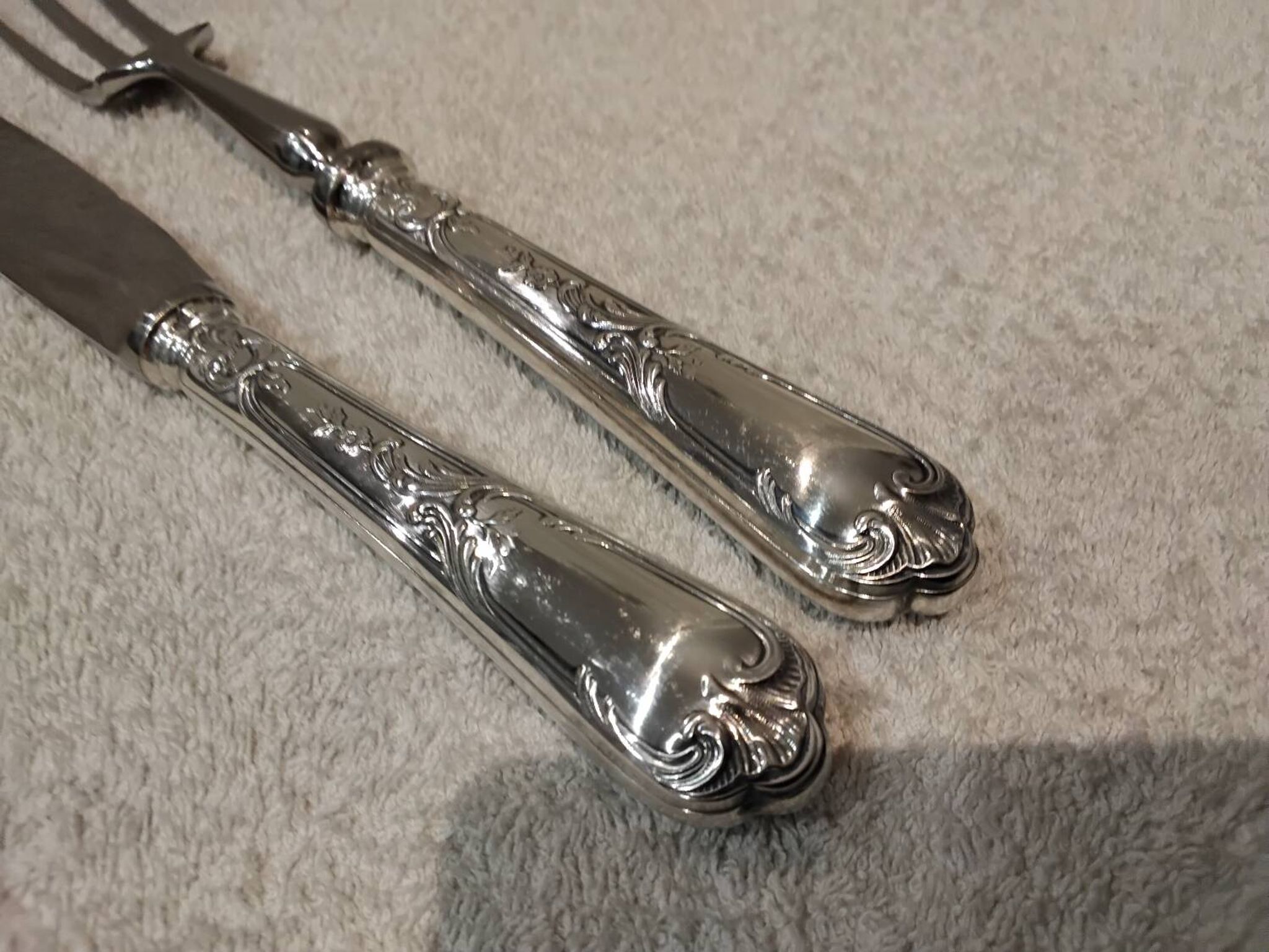 Carving service for 2 pieces, silver-plated metal, Ercuis silversmith, Louis XV style, 29