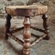 Vintage beechwood stool with straw seat – France, 1950s