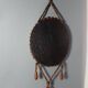 Oval mirror wooden beads, vintage 60/70s to hang 60x22 cm C226