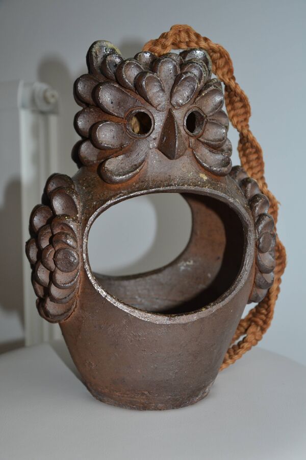 Sculpture/Lanterne Hibou céramique années 50