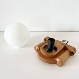 Tissot wall lamp in wood and opaline globe 1960