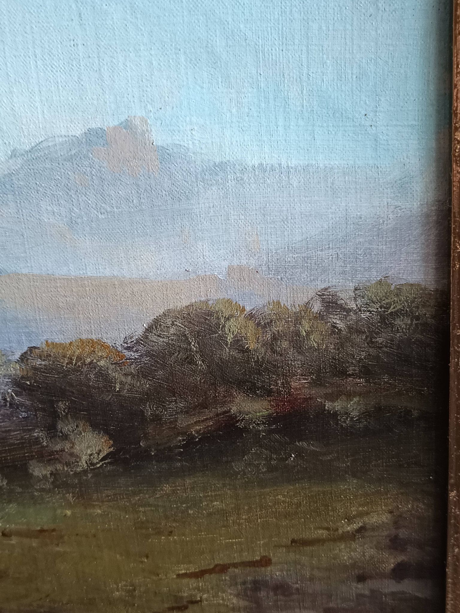 oil on canvas 19th century landscape of the Pyrenees by Alfred Godchaux