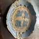 Vintage Florentine Coaster - Blue and Gold Wood (Diameter 10 cm)