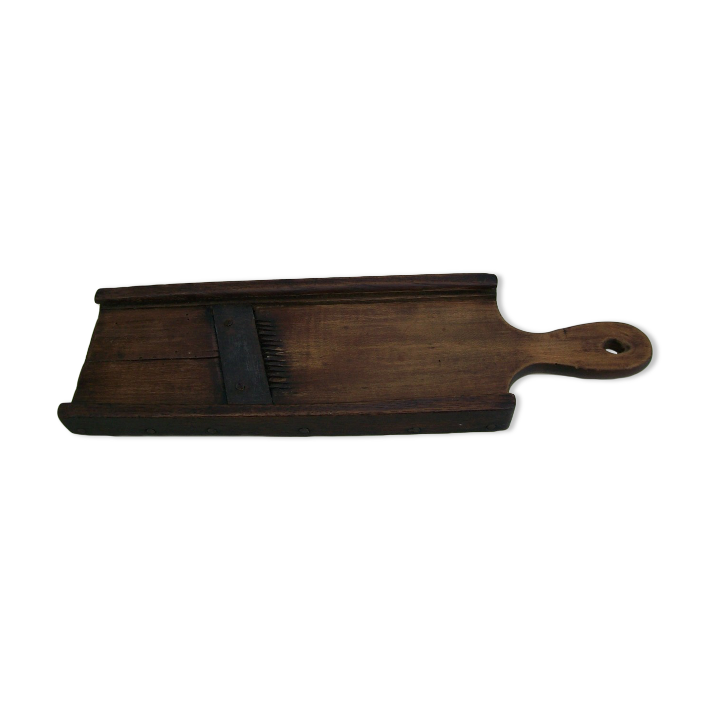 Old kitchen mandolin in wood and iron double blades