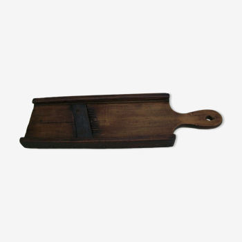Ancienne mandoline de cuisine en bois et fer double lames