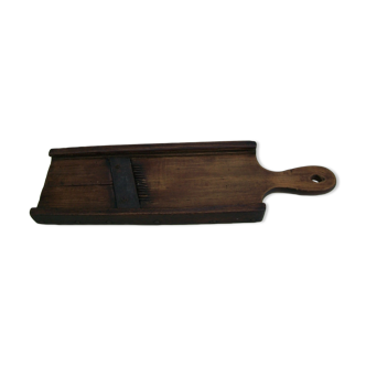 Ancienne mandoline de cuisine en bois et fer double lames