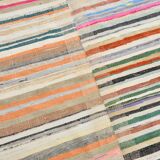 7x9 Mid Century Modern Handmade Striped Vintage Kilim Rug, 184x271Cm