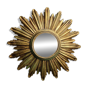 Vintage golden sunburst mirror, 1960s