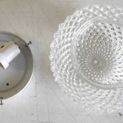 Ceiling light or wall light in moulded glass with diamond point - mid 20th century
