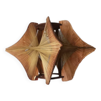 Large futuristic  wooden hanging lamp 1960s