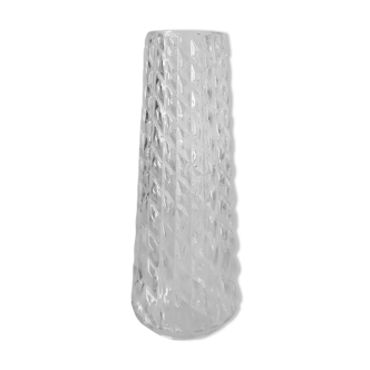 Vintage lampshade chandelier flute, in relief glass or molded glass, transparent, from the 60s / 70s