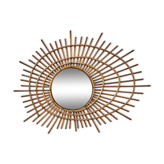 Vintage rattan mirror 80x62cm