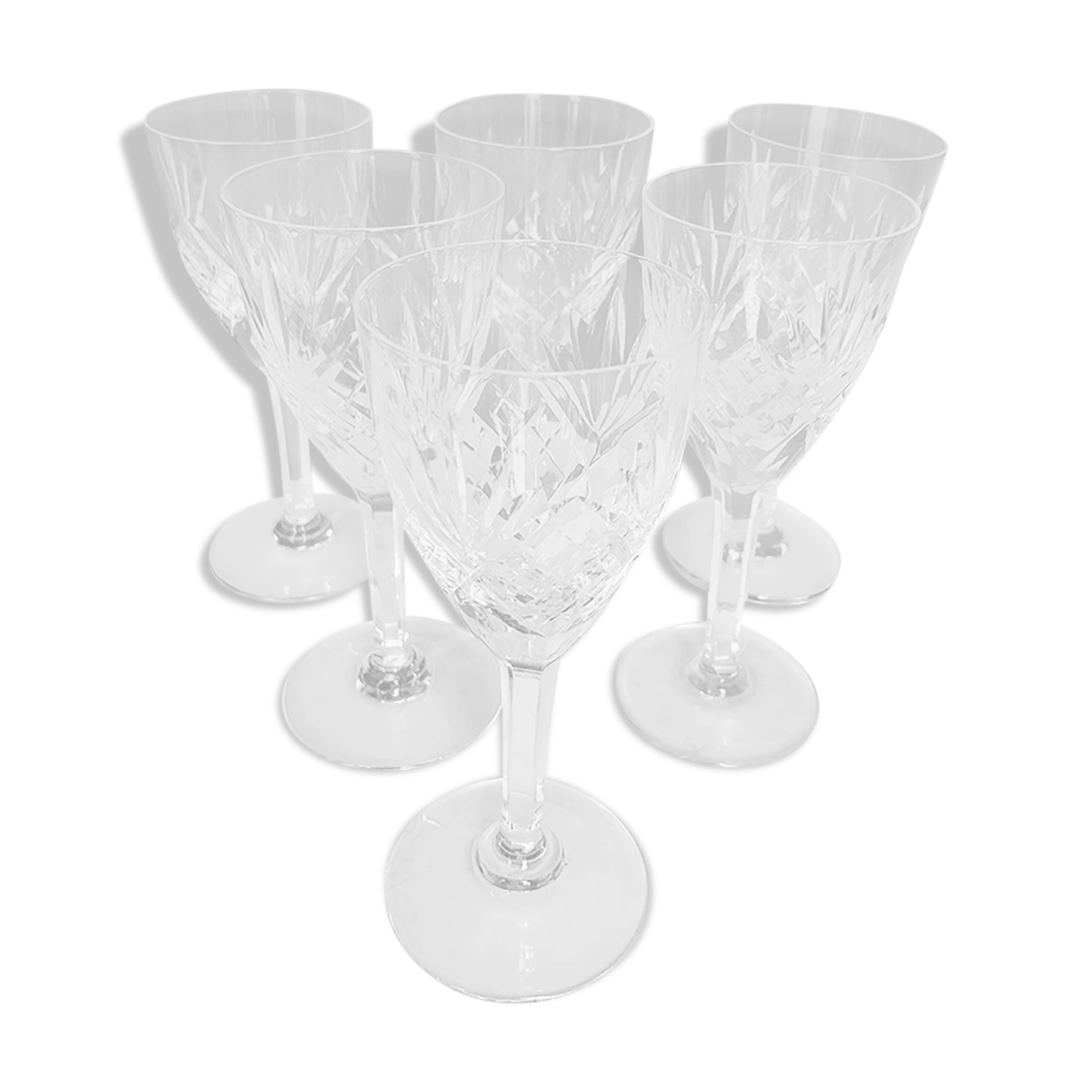 6 Port glasses in cut crystal of Saint Louis chantilly model