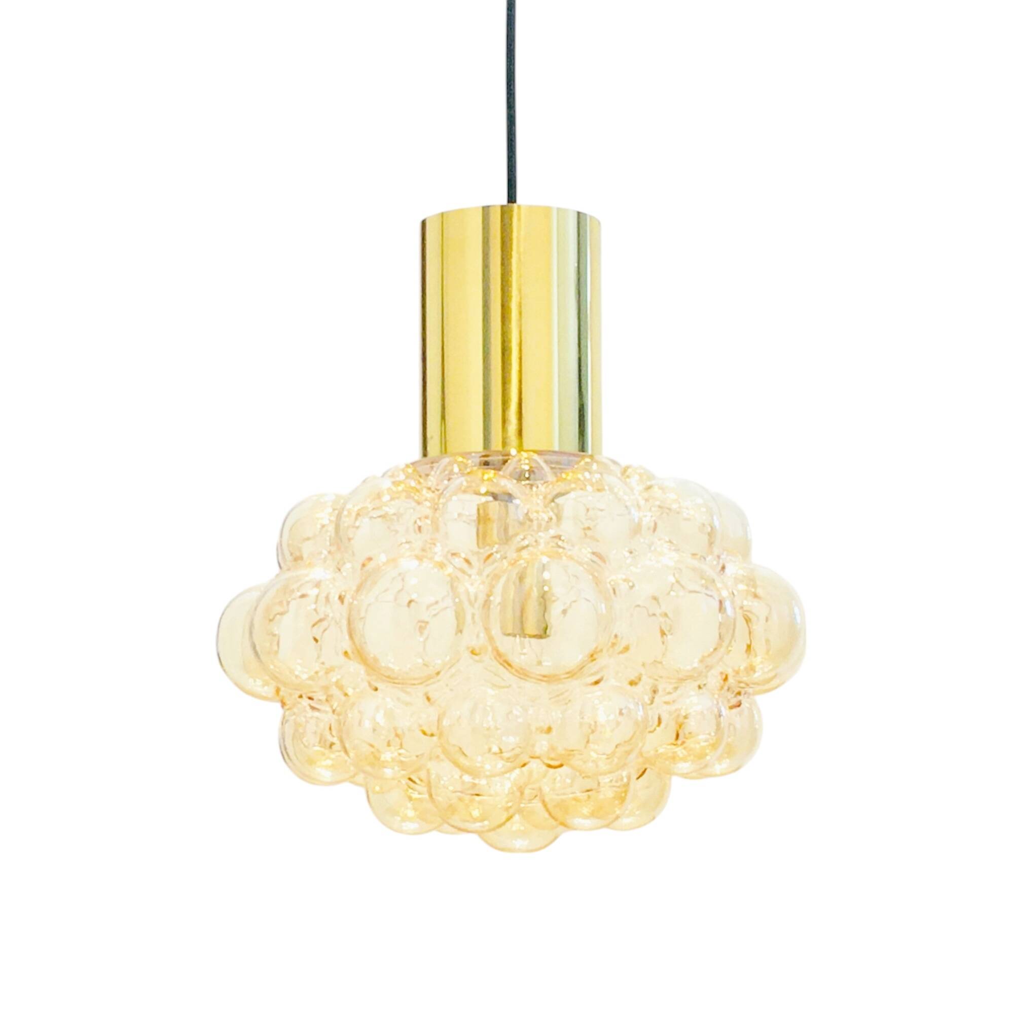 Large Mid-Century Amber Bubble Glass Ceiling Light by Helena Tynell for Limburg, Germany, 1960s