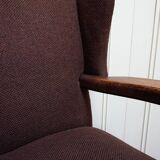 Mid-Century Brutalist Wing Armchair in the manner of Charles Dudouyt, 1950s