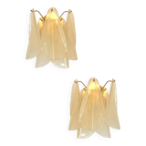 Contemporary Modern Sanded Champagne "Rondini" Murano Wall Sconces- Set of