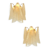 Contemporary Modern Sanded Champagne "Rondini" Murano Wall Sconces - Set of