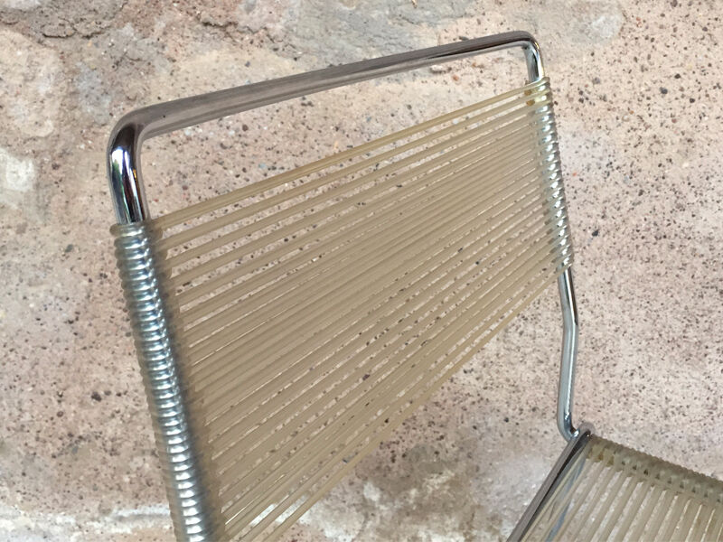 Bar stool high scoubidou vintage structure chrome