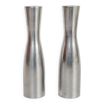 Pair of IKEA GÖTA aluminum candlesticks by Erika Pekkari, 1990s