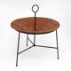 Table incurvée, porte revue en osier et laiton laqué noir, 1960