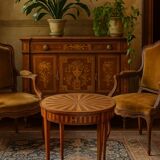 Bouillotte table in marquetry, signed Pagny Fils, Paris, early 20th century