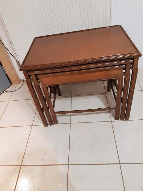 3 30s mahogany pull-out tables in their juice