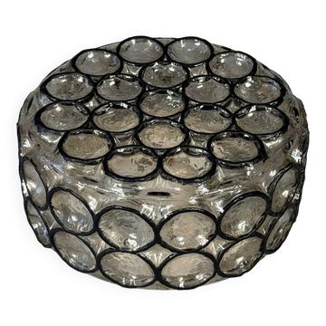 Plafonnier des années 60 70 Glashütte Limburg Allemagne en verre et métal