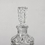Vintage Faceted Cut Glass Round Whiskey Decanter