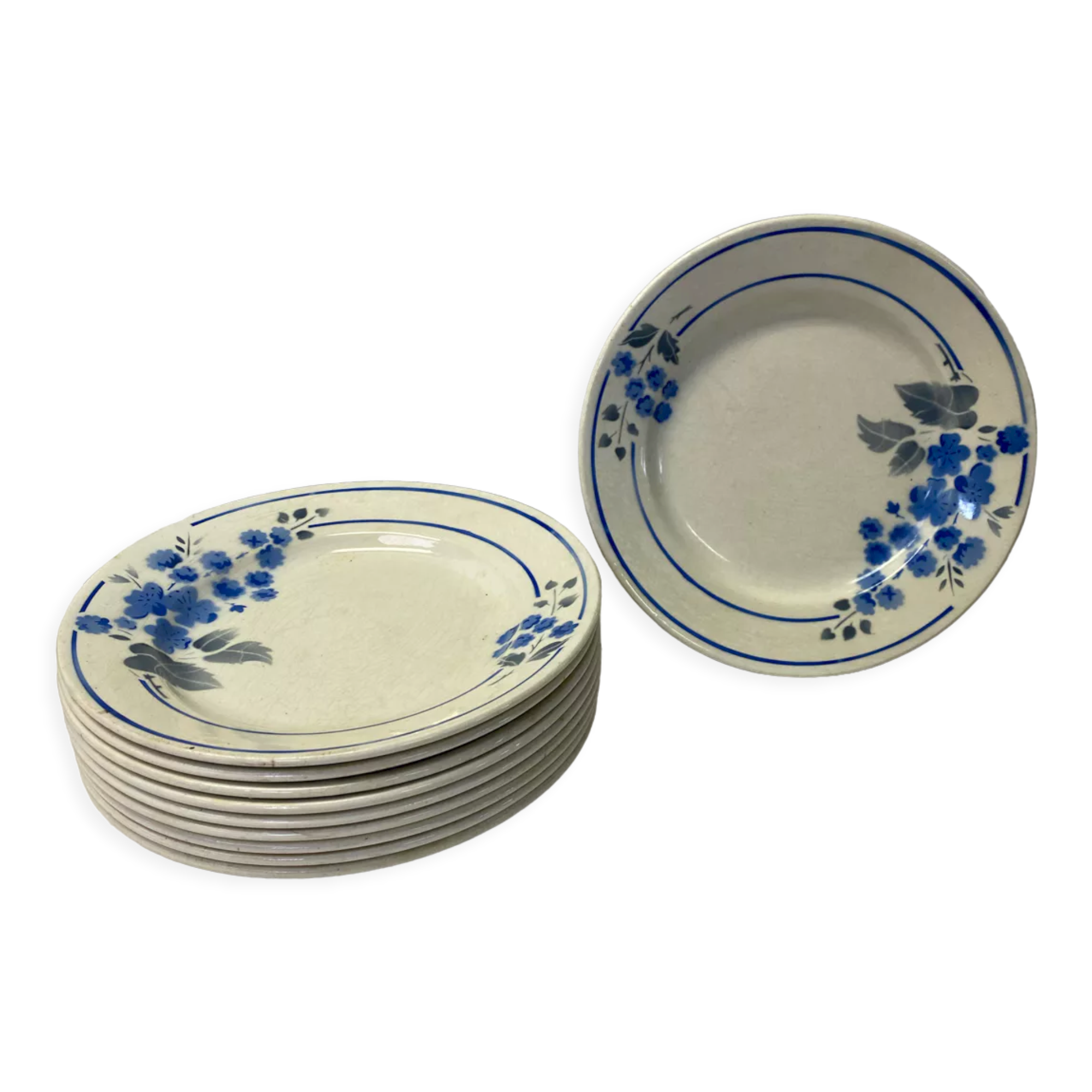 Set of 10 old plates PB Rochechouart Limoges