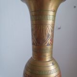 Vase indien laiton ciselé dorures colorées