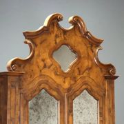 Antique trumeau in walnut and walnut burl, Italy, early 20th century.