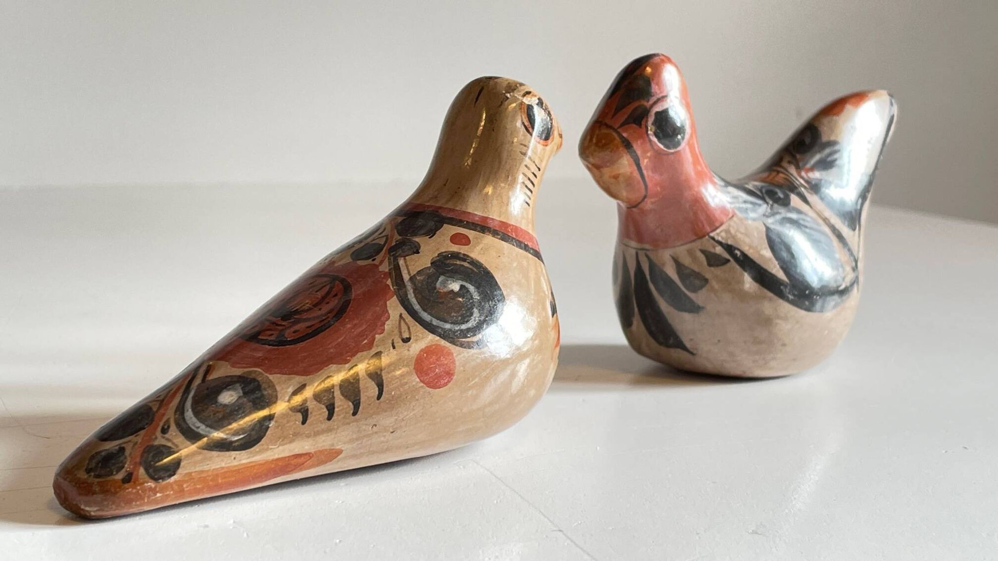 Couple OISEAUX Céramique MEXIQUE Vintage