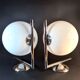 Pair of FLOS IC Lights C/W2 Wall Lights – Chrome & Globe Ø30 – Blown Glass
