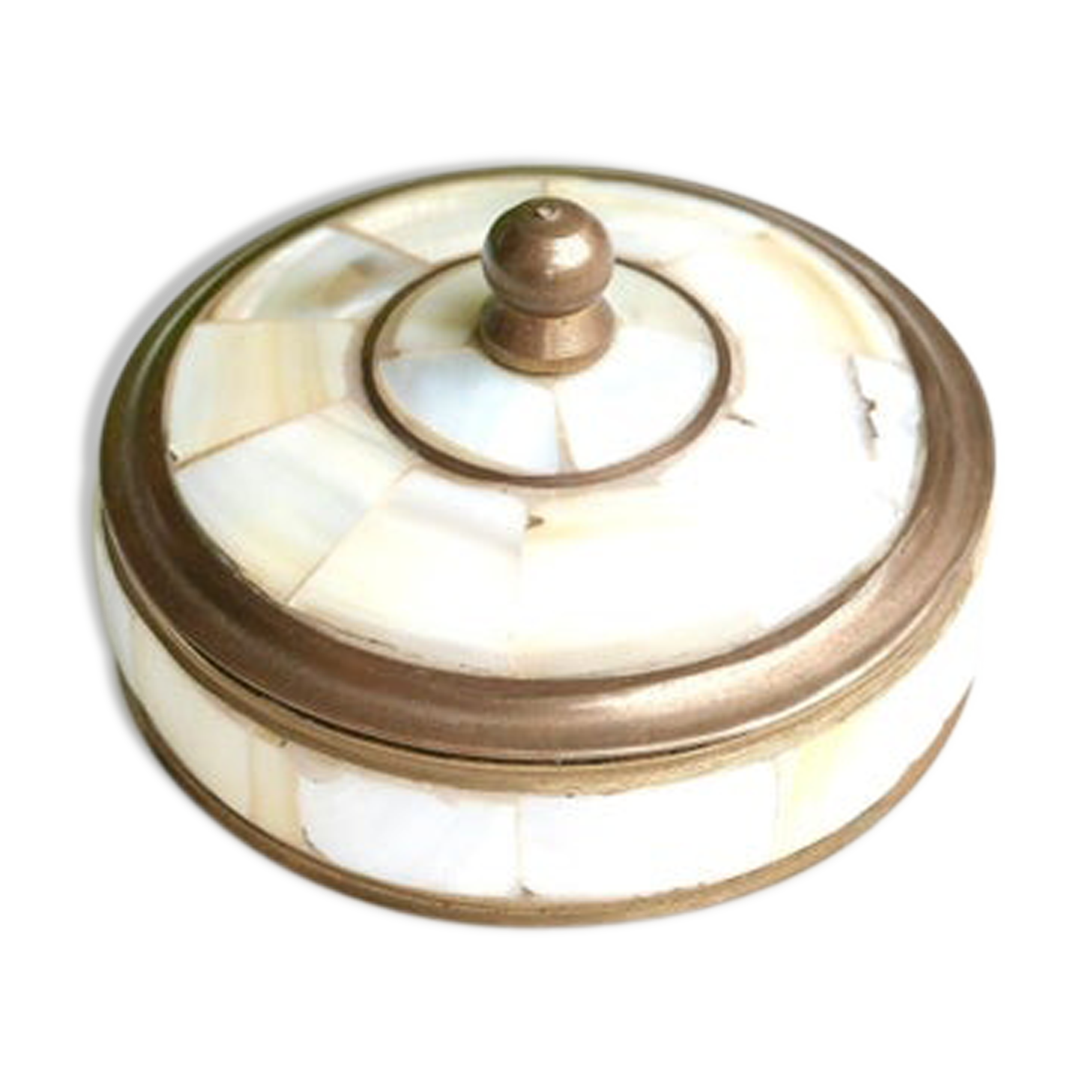 Brass box, mother-of-pearl décor, 60s