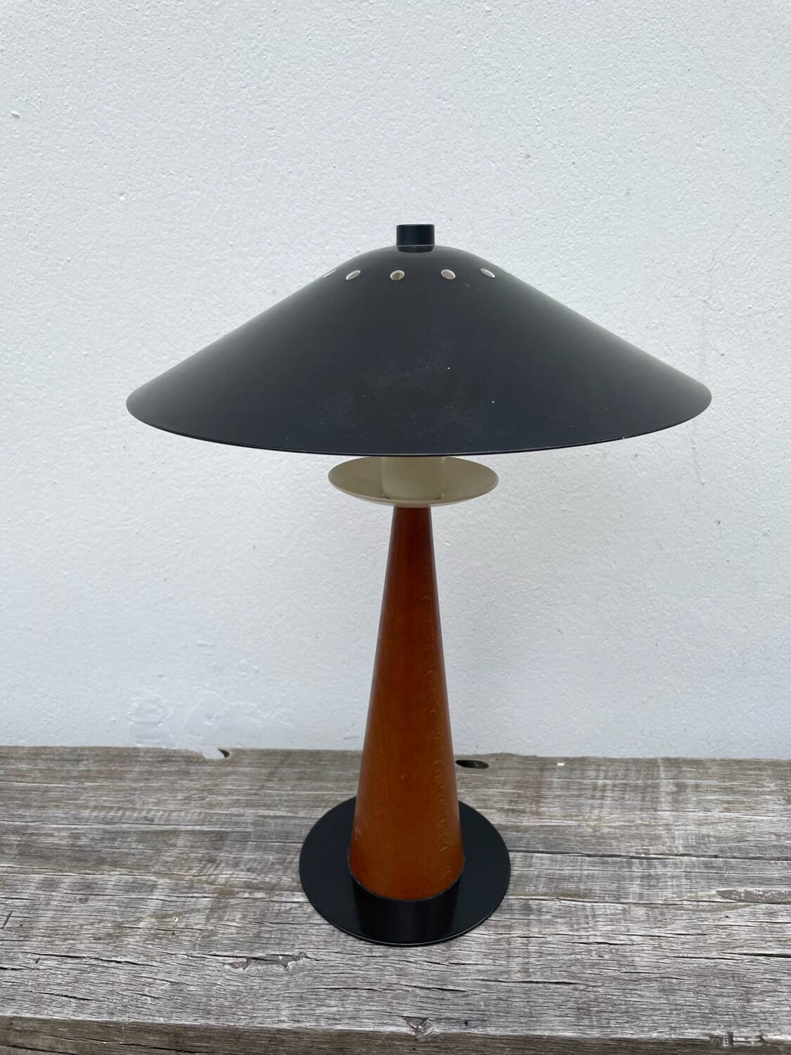 1980s metal and wood lamp