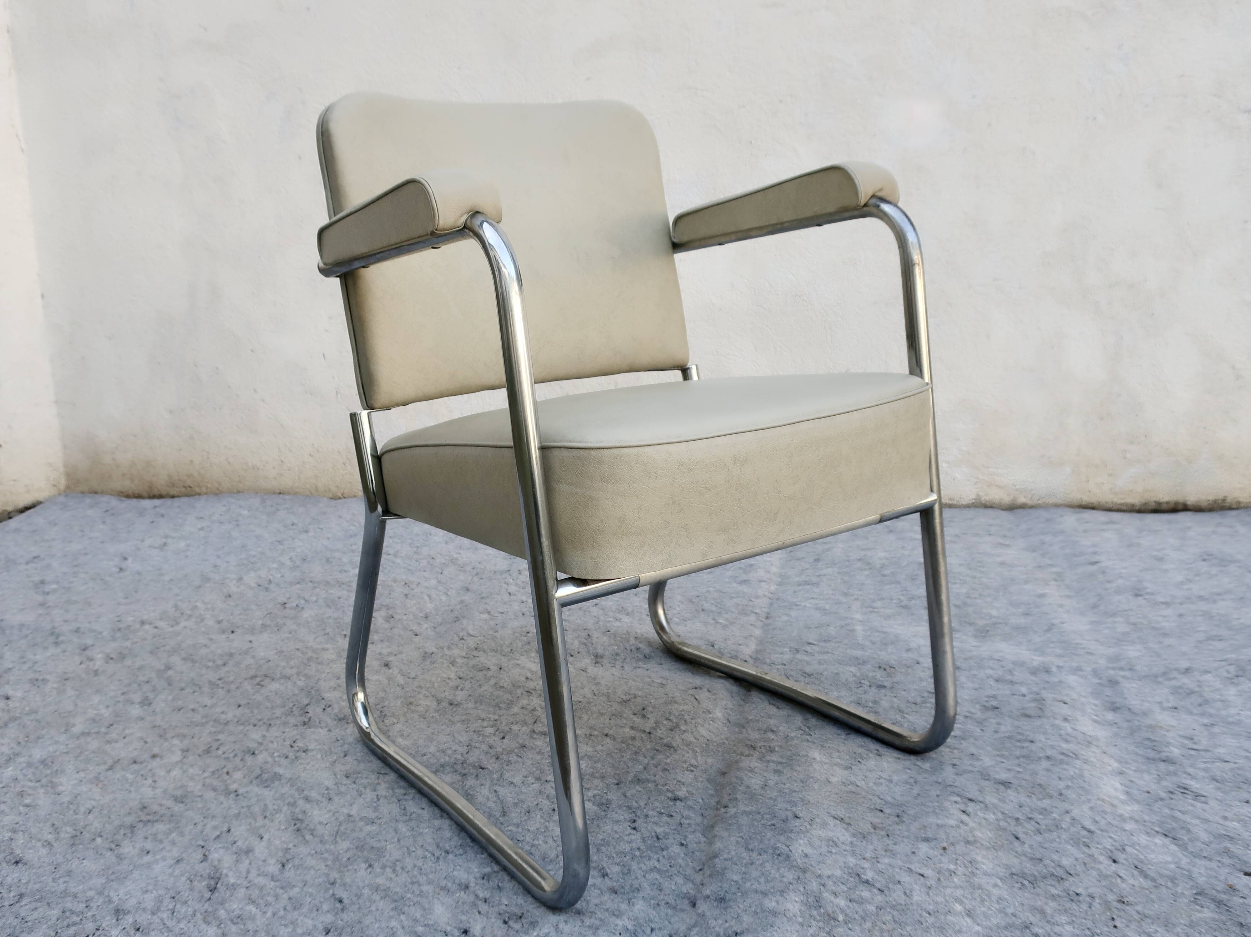 Bauhaus office armchair, vintage, "Ronéo" style, 1930s/1940s, TBE