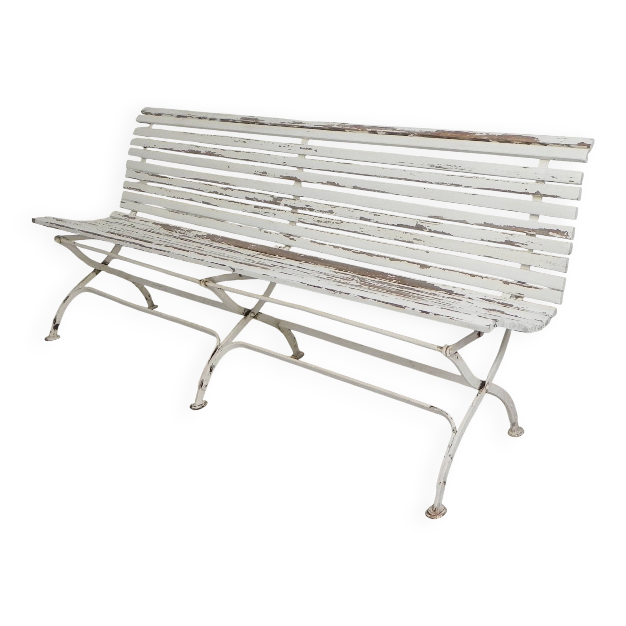 Garden bench, slatted bench, folding, 2 metres long, 1930s.