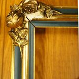 Frame decorated with nineteenth century roses, English green & gold leaf.
