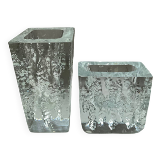 Duo of brutalist vases by Kurt Wokan from the 60s-70s