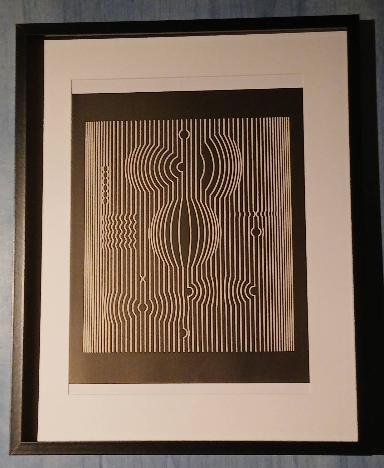 Optical Art Table - Victor Vasarely - Linear Structure - Frame 50x