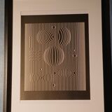 Optical Art Table - Victor Vasarely - Linear Structure - Frame 50x