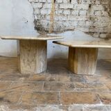 Vintage travertine coffee table duo