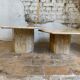 Vintage travertine coffee table duo