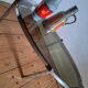 Vintage oval chrome and smoked glass coffee table, antique furniture